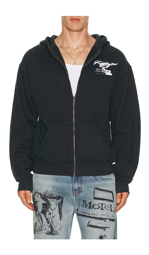 One Of These Days Mustang Cross Zip Up Hoodie In Black