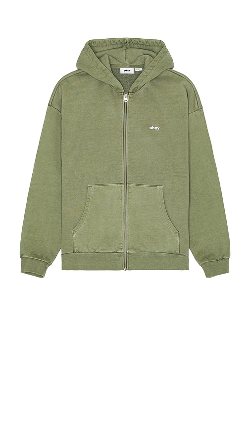Lowercase Pigment Zip Hoodie in Olive. - size L (also in M, S, XL/1X) - Obey - Modalova