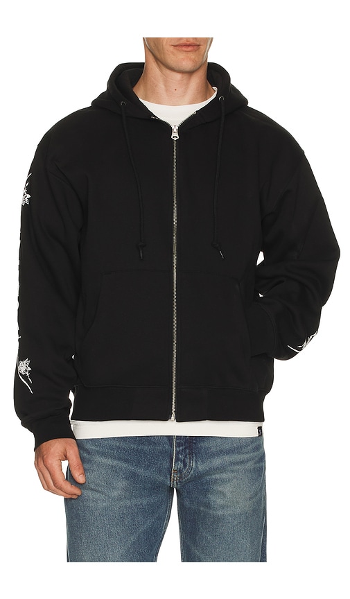 Obey Tribal Rose Zip Up Hoodie In Black