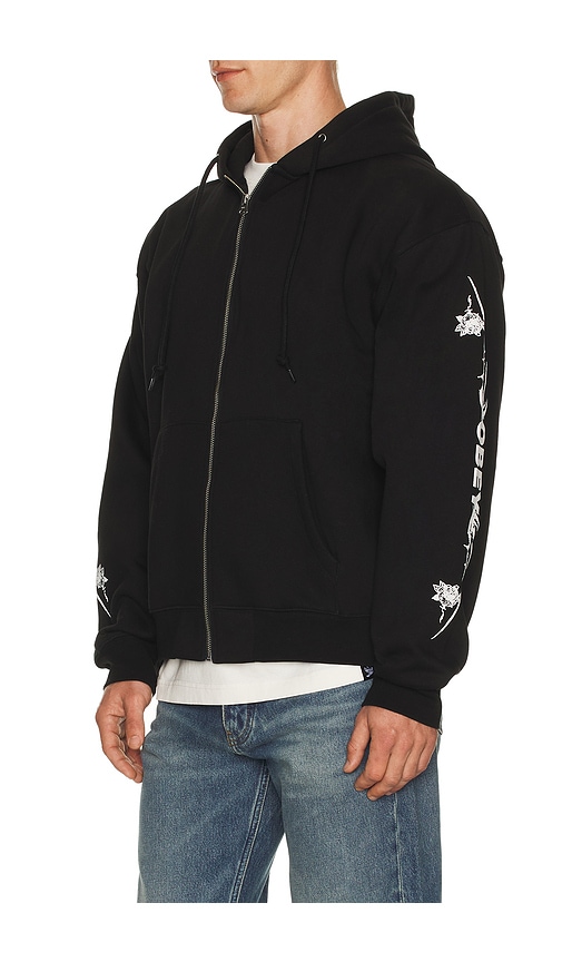 Obey Tribal Rose Zip Up Hoodie In Black