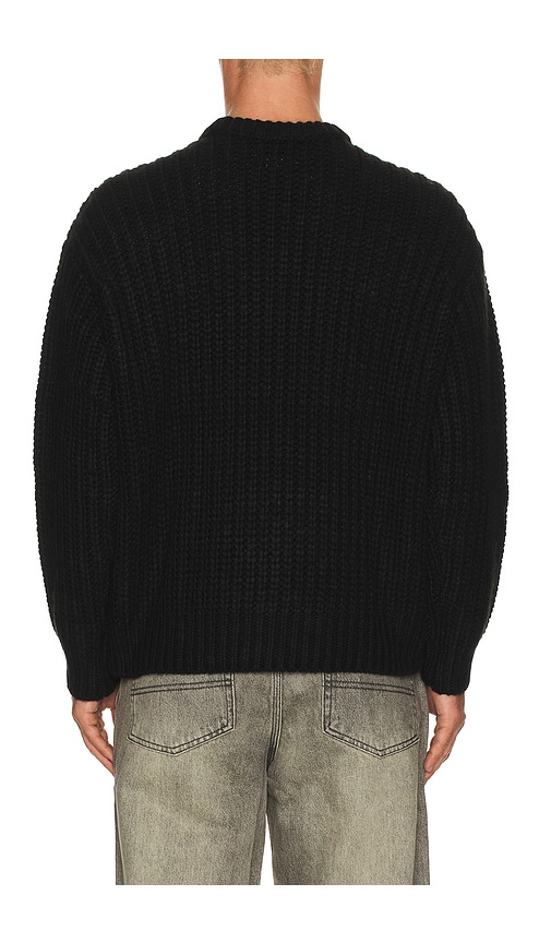 Obey Embroidered Collegiate Logo Ribbed Crewneck Sweater In Black