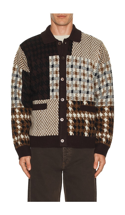 Obey Patchwork Cardigan In Brown