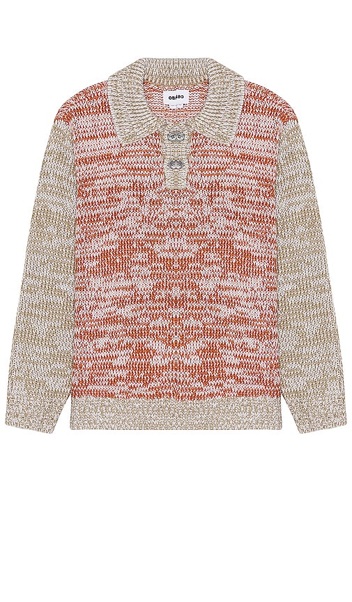 Obey Carter Polo Sweater In Brown Multi