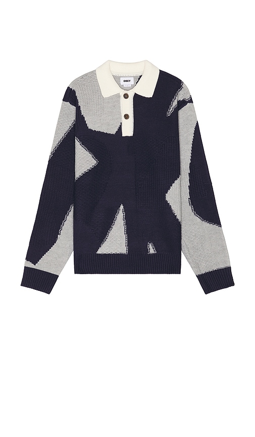 Shop Obey Luca Polo Sweater In Heather Grey Multi