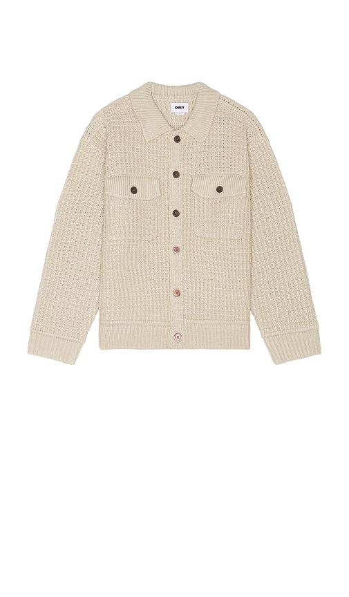 Shop Obey Jj Sweater Cardigan In Natural