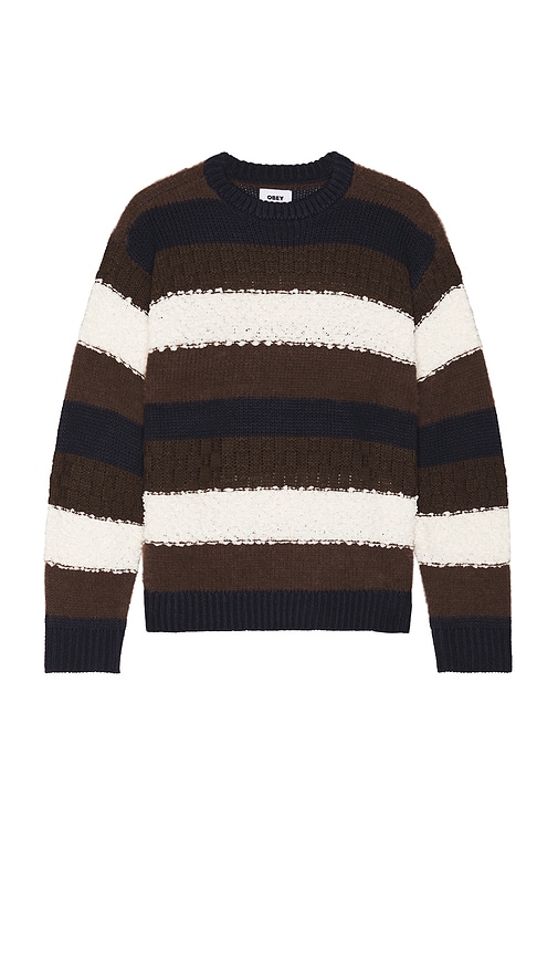 Shop Obey Charles Crewneck Sweater In Brown Multi