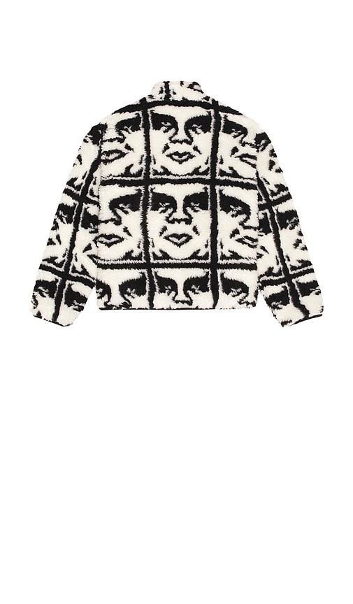 Obey Repeated Icon Sherpa Jacket In White
