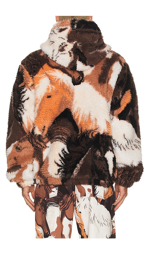 Obey Horses High Pile Fleece Hooded Jacket In Multi