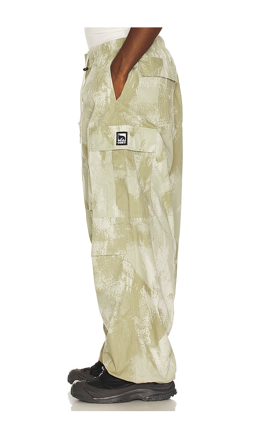 Obey Mens Giant Cargo Cotton-blend Trousers Brushed Camo In Green