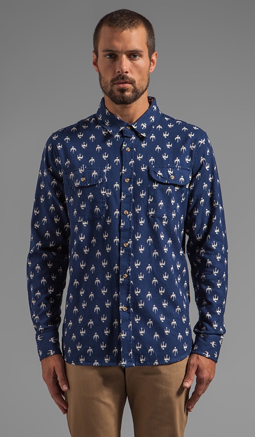 Early Bird Flannel Button Down with Bird Print