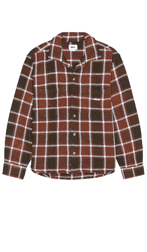 Obey Bigwig Plaid Woven Shirt In Brown