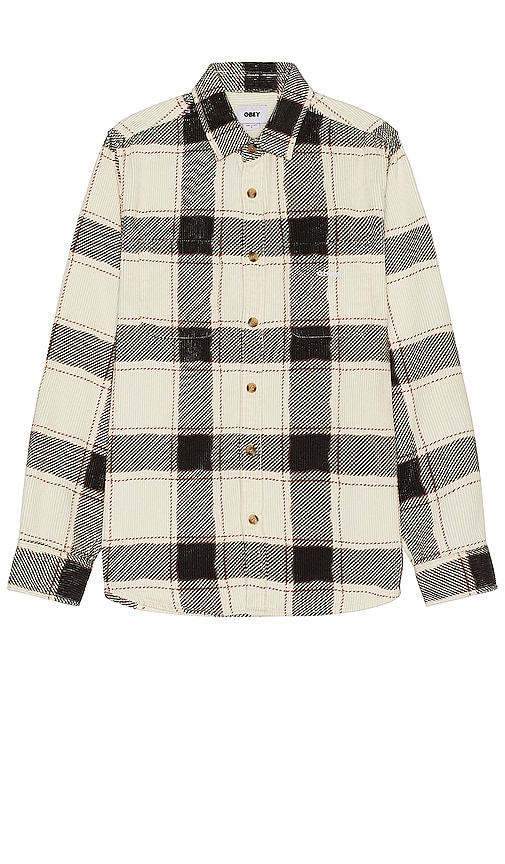 Obey Adrian Shirt In Cream,brown