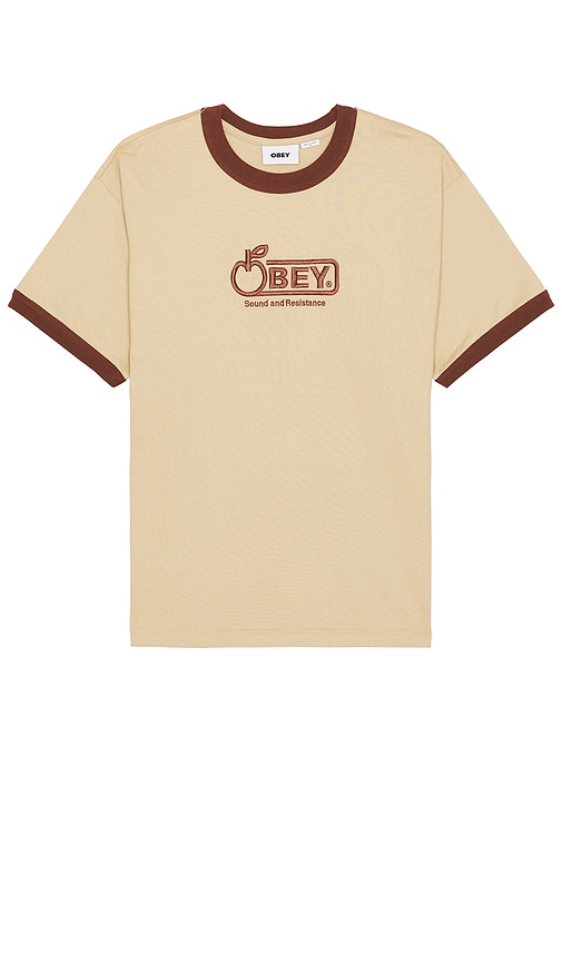 Obey Bigwig Sound Ringer Tee in Irish Cream Multi