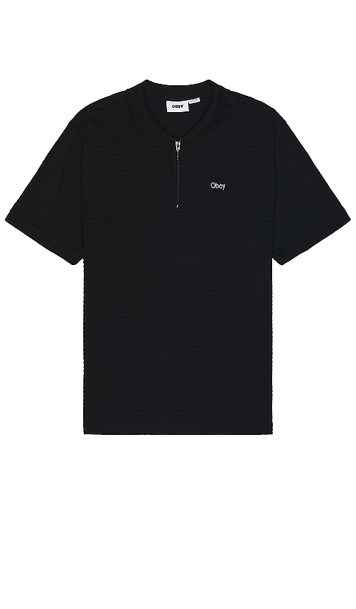 Shop Obey Escape Zip Polo In 黑色