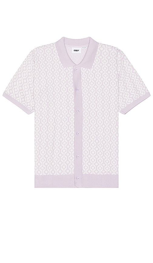 Obey Testament Button Up Polo In Orchid Petal Multi