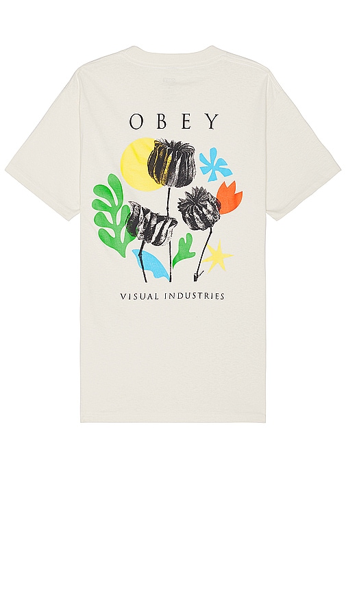 Obey Flowers Papers Scissors Tee In 奶油色