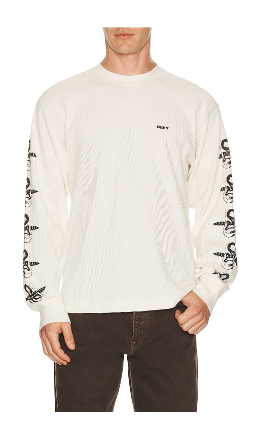 Obey Ears Graphic Thermal Long Sleeve T-shirt In White
