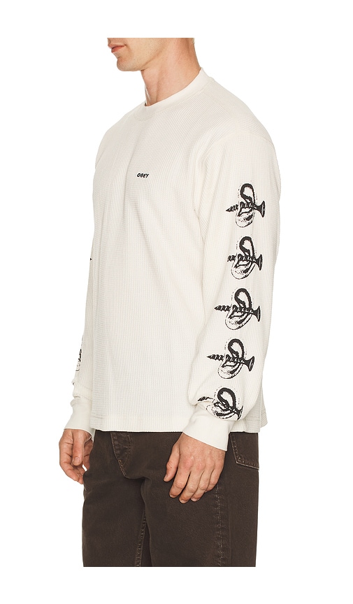 Obey Ears Graphic Thermal Long Sleeve T-shirt In White