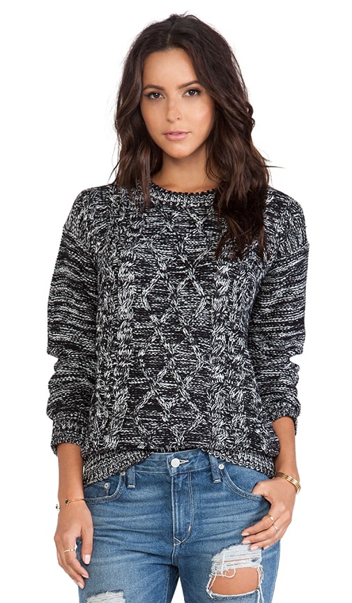 Obey Heith Cable Knit Sweater in Heather Black