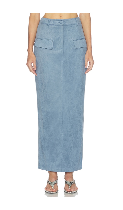 Odd Muse Faux Suede Maxi Skirt In Blue