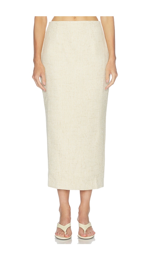 Odd Muse Cotton Mix Tweed Midi Skirt In Neutral