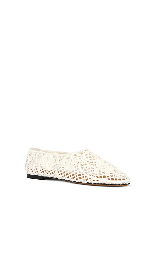 Odissi Iris Crocheted Flats In White