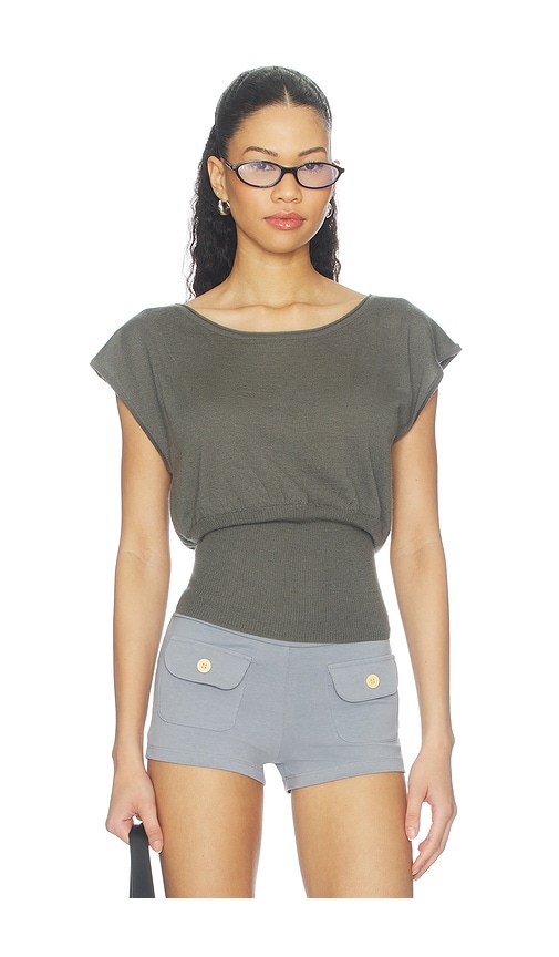 Oddli Lightweight Knit Dolman Top in Grey. - size S (also in XS, M, L, XL)