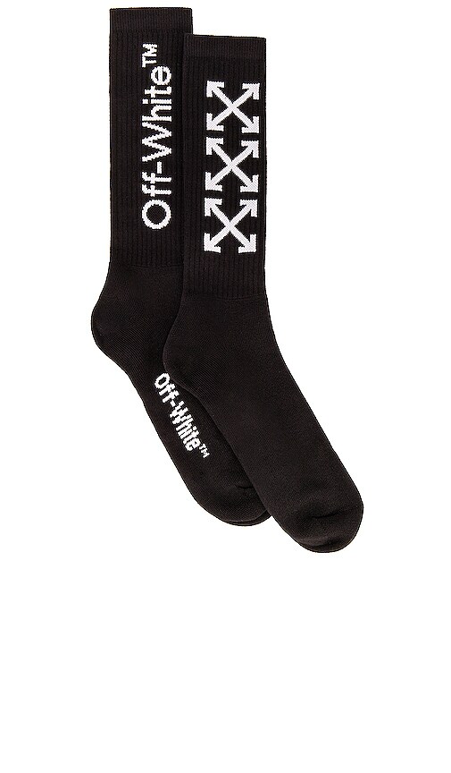 OFF-WHITE Arrows Mid Length Socks in Black & White