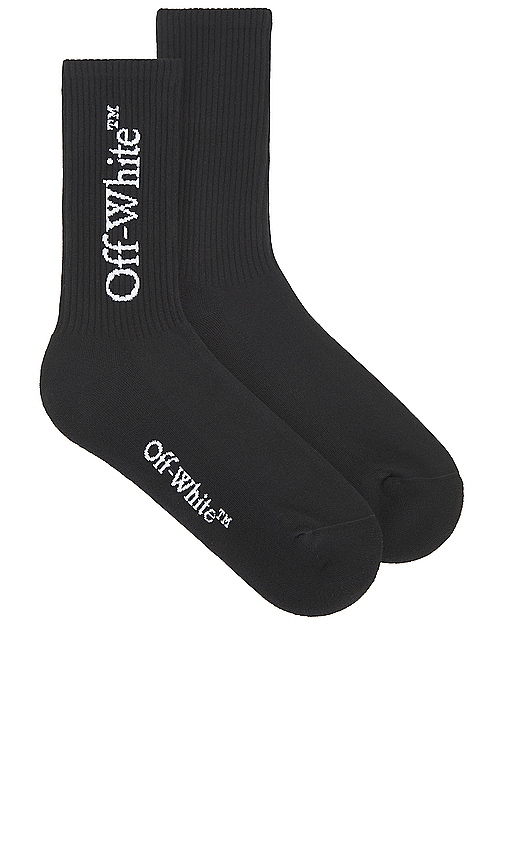 OFF-WHITE Mid Bookish Calf Socks in Black & White