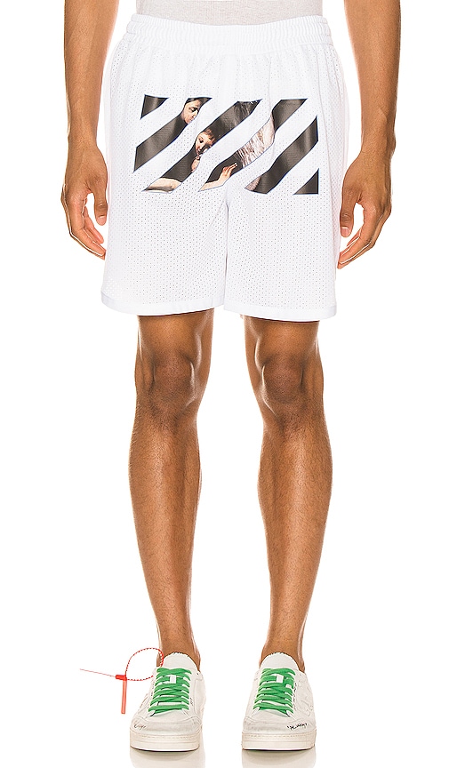 OFF-WHITE CARAVAGGIO ANGEL MESH SHORTS,OFFF-MF44