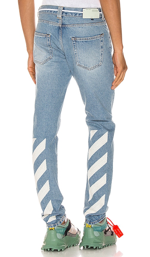 OFF-WHITE Diagonal Stripe Slim Jeans in 