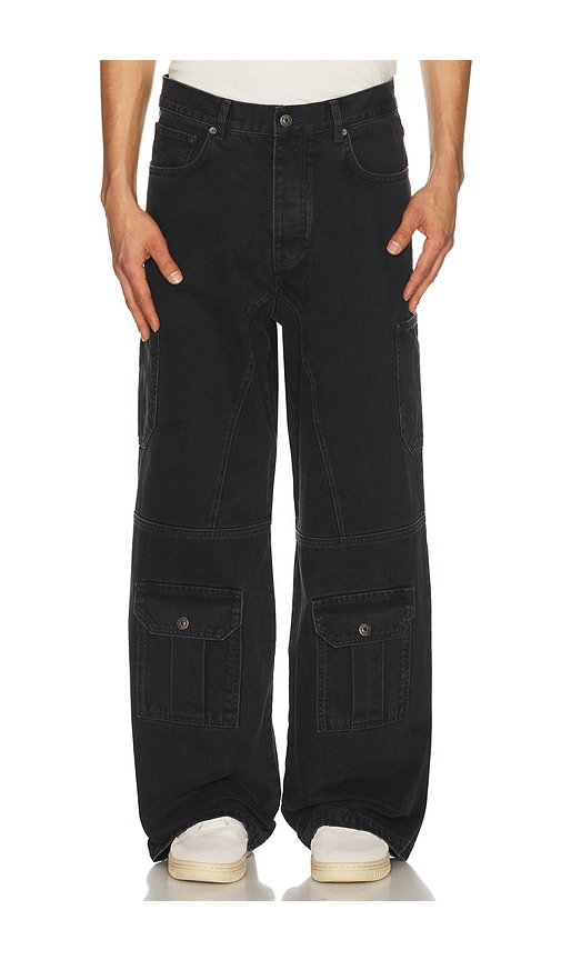 Off-white Half Arrow Cargo Slouchy Jeans In Stone Undone Black