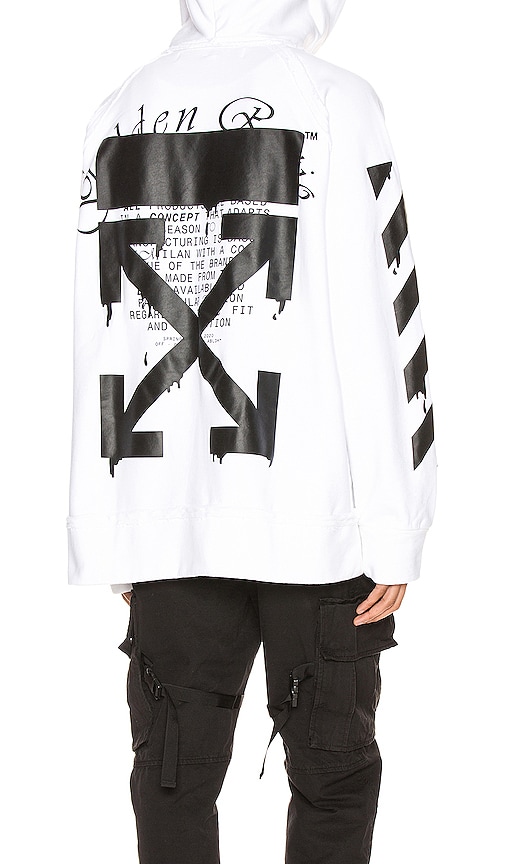 OFF-WHITE Dripping Arrows Incomp Hoodie in White & Black | REVOLVE