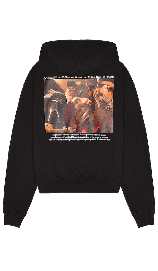 OFF-WHITE Caravaggio Crowning Over Hoodie in Black & White