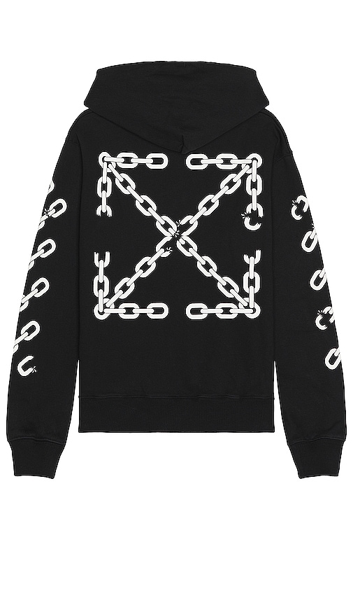 OFF-WHITE Chain Arrow Slim Hoodie in Black White | REVOLVE