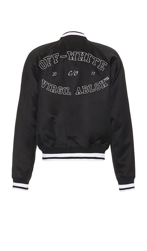 Shop Off-white College Sateen Souvenir Jacket In 블랙