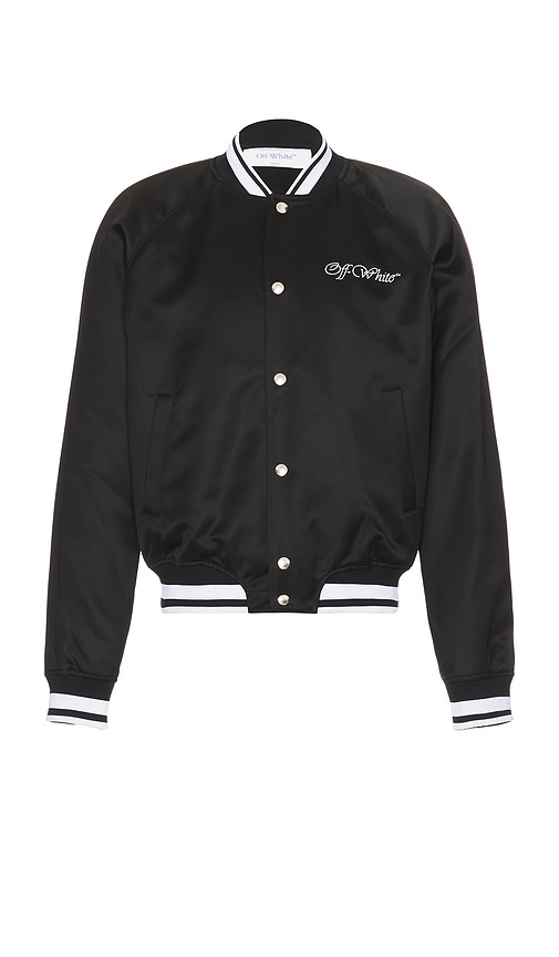 Shop Off-white College Sateen Souvenir Jacket In 블랙