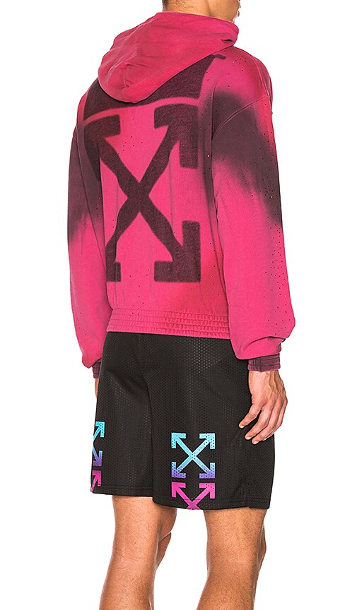black and pink off white hoodie