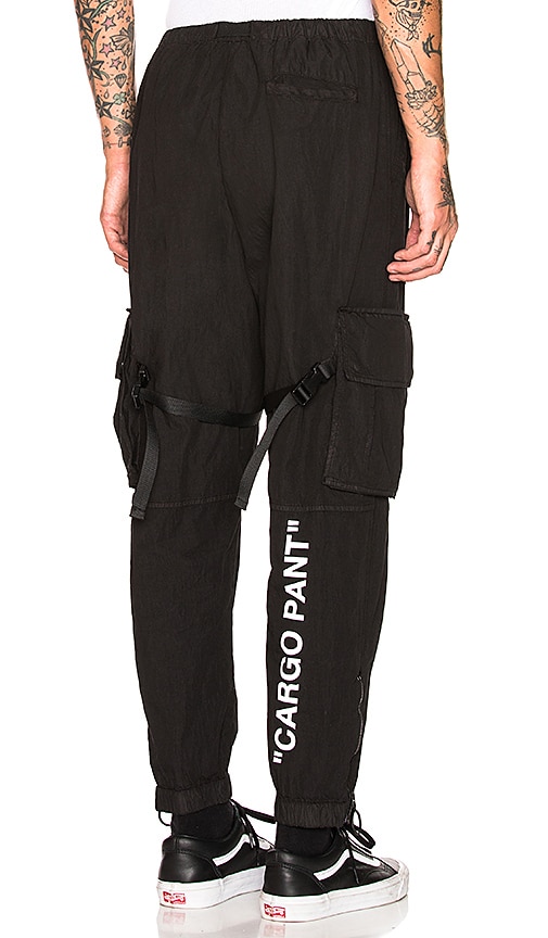 white and black cargo pants