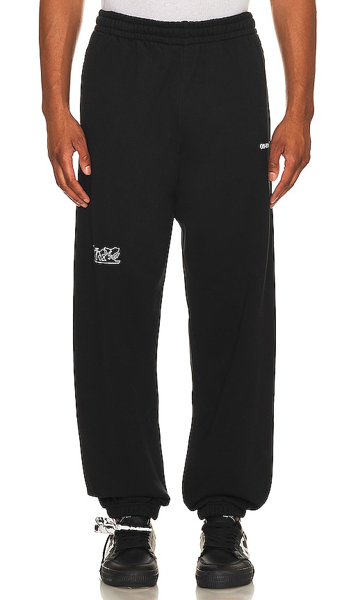 OFF-WHITE Figure Of Speech Slim Sweatpants in Black & White
