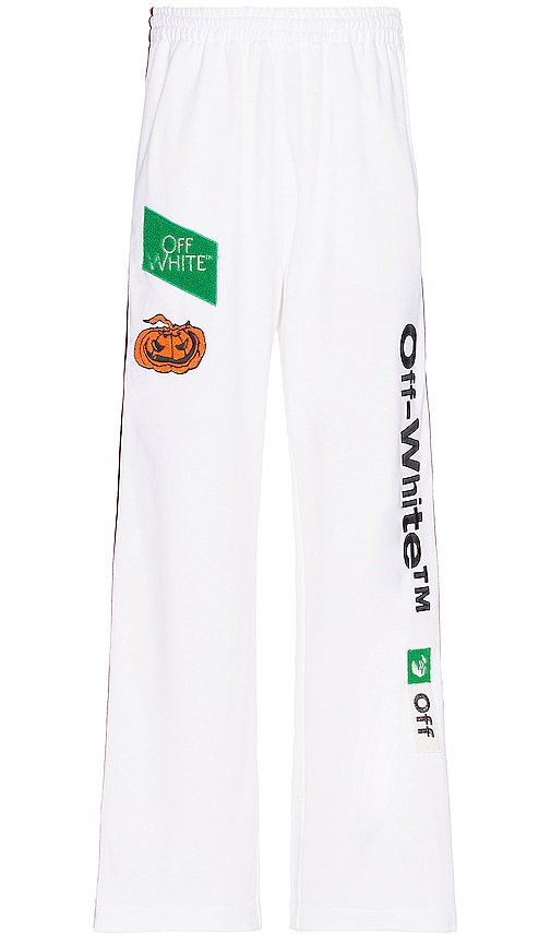 NWT OFF-WHITE C/O VIRGIL ABLOH Black Multi Logo Tape Track Pants Size 4/40  $995