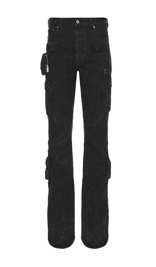 OFF-WHITE Garment Dyed Canvas Round Cargo Pant in Black
