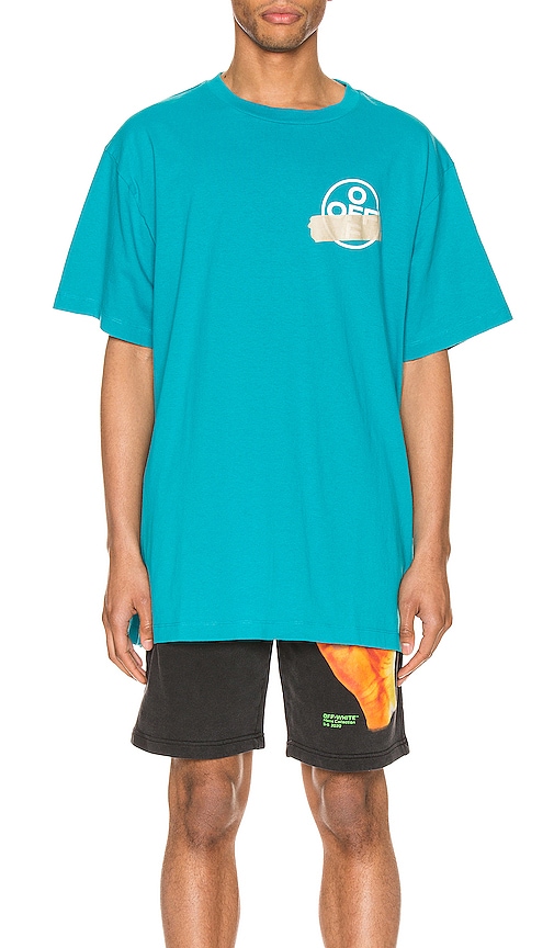 off-white 图案t恤 in petrol blue | modesens