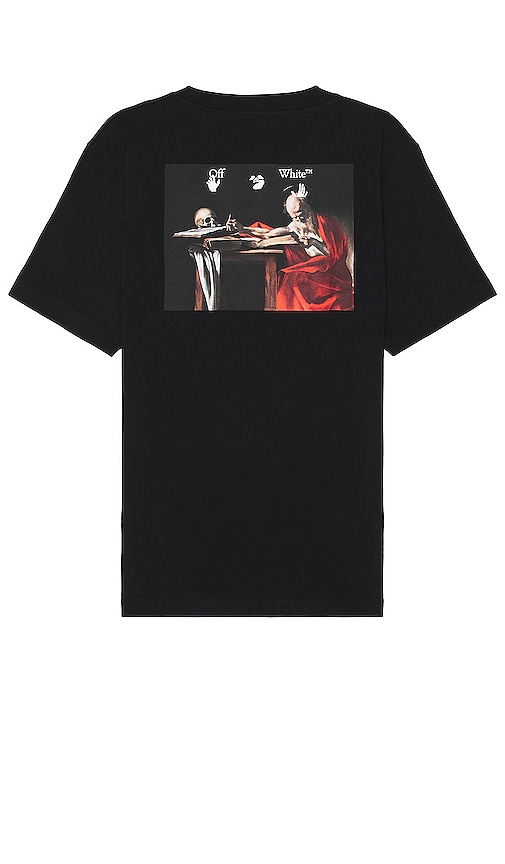 Off-white Caravag Paint Slim S/s Tee In Black & White
