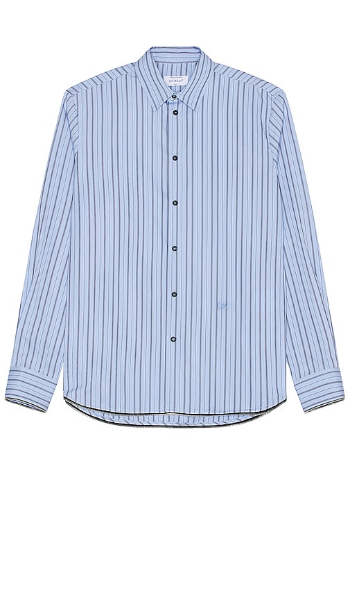 Shop Off-white Poplin Zip Round Shirt In Baby Blue