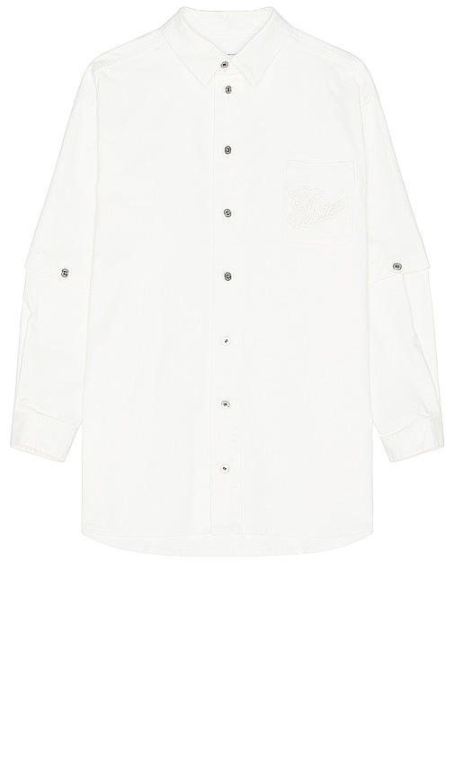 Shop Off-white 90's Logo Denim Overshirt In 白色