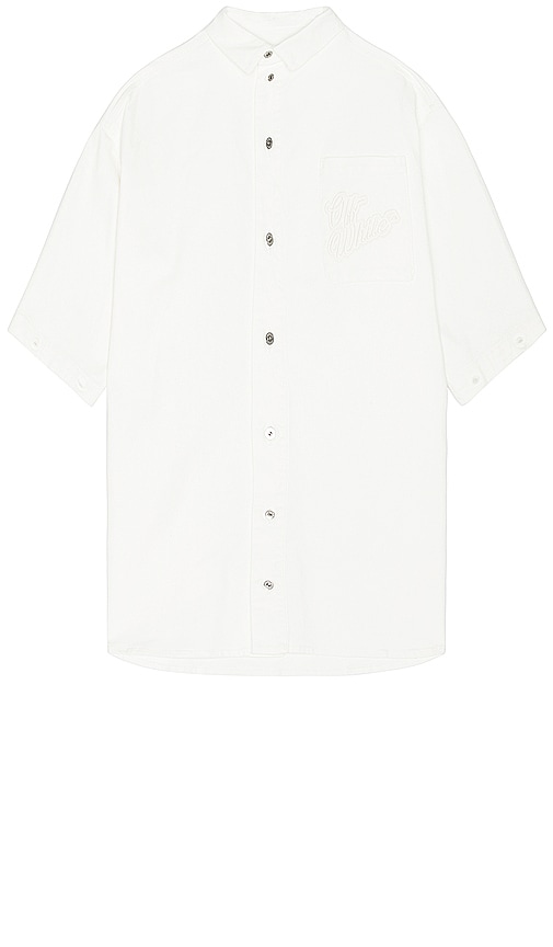 Shop Off-white 90's Logo Denim Overshirt In 白色