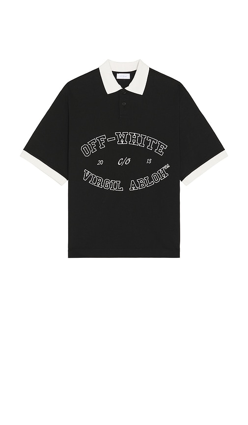 Shop Off-white College Short Sleeve Polo In 블랙