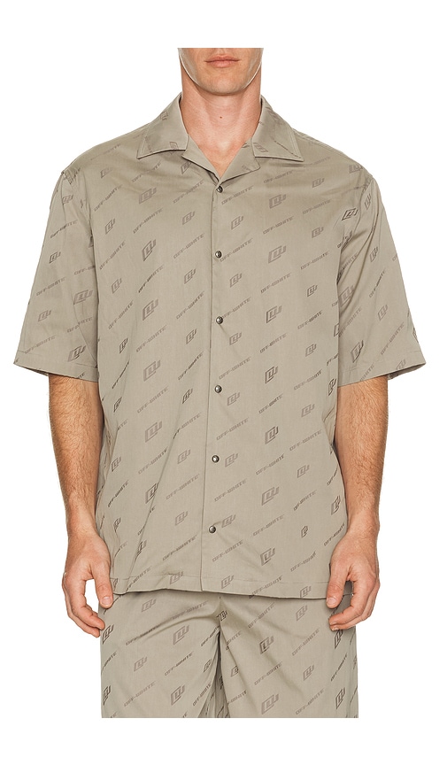 Off-white Monogram-print Short-sleeved Shirt In Brown