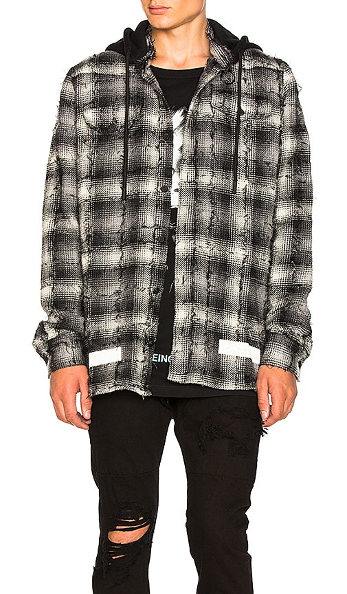 off white hooded flannel